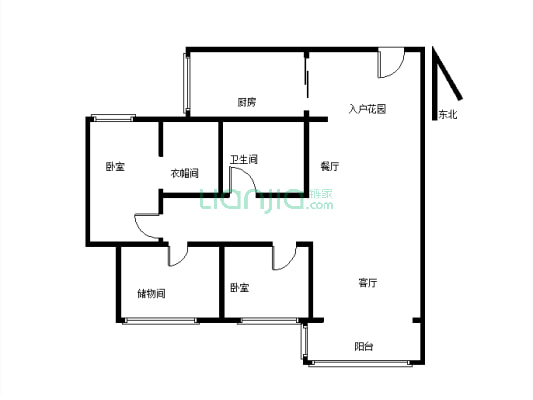 金江外滩B区 3室2厅 东南-户型图