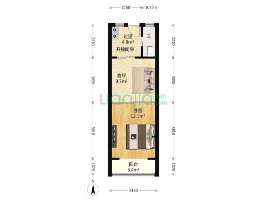 斜土路486弄 1室1厅1卫 41平方