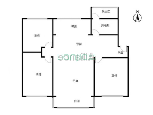 东安小区3层，满五唯一，双卧客厅朝南-户型图
