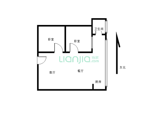 滨江国际精装两房、客厅阳台、看中庭看江-户型图