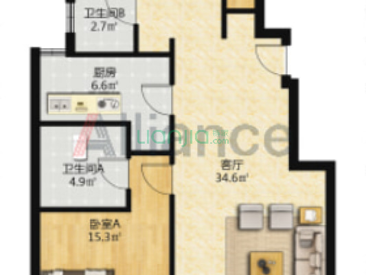 涿州城西 桃源新都孔雀城109平花园洋房 好楼层急售-户型图