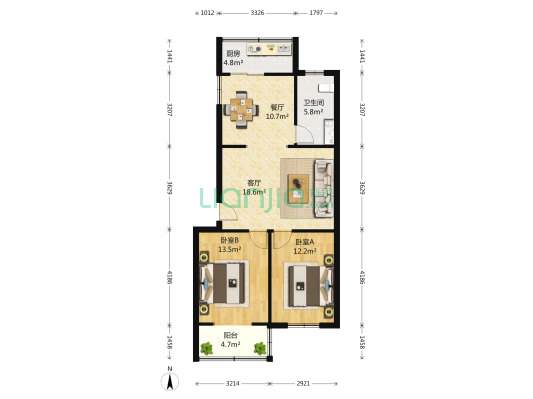 水工新苑 2室2厅1卫 85平方