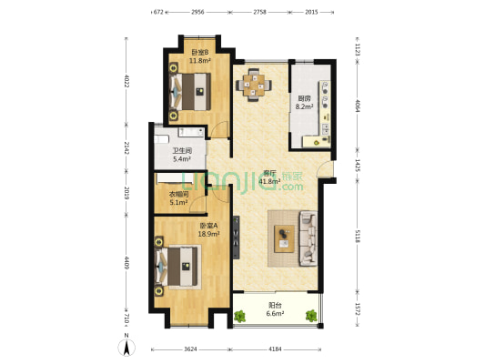 紫东新苑 2室1厅1卫 118平方