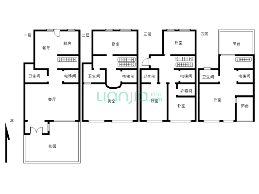 高段品鉴，别墅，共计6层，地上4层，地下两层-户型图