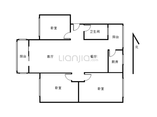涪江小区简装三室，好楼层，交通便利宜居住-户型图