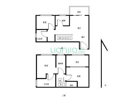 恒大三室两厅，交通便利，小区干净舒适，适合商用-户型图