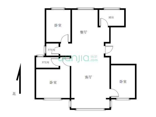 万达旁品质小区 三室两厅两卫洋房 未入住-户型图