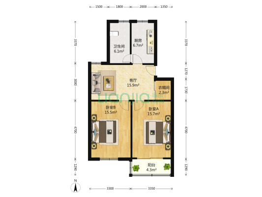 宝启公寓 2室1厅1卫 75平方