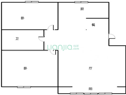 天筑逸城 2室2厅 南 北-户型图