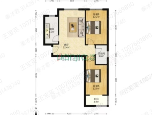 清水房 中间楼层采光好  业主诚心出售-户型图