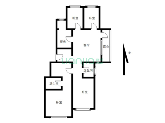 华融现代城，精装修四居室，南北通透，双卫-户型图