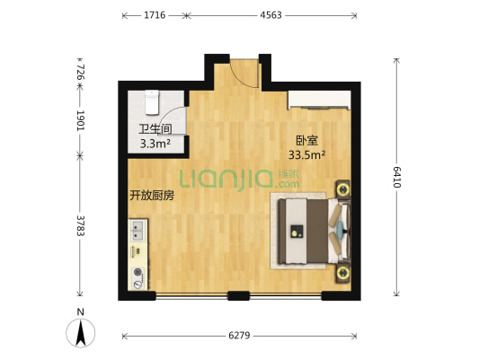 新华国际公寓 1室0厅1卫 53平方