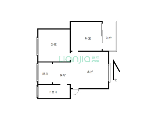 112厂南区宿舍 2室2厅 南-户型图