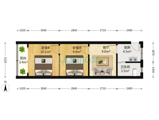 世界路99弄 2室1厅1卫 47平方