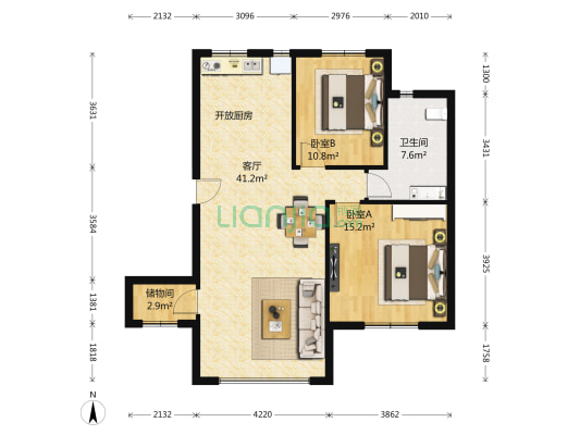 枫丹丽城D6区 2室1厅1卫 99平方