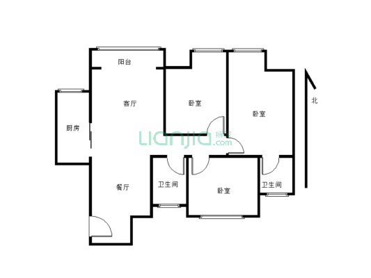 学府尚城 三房两厅一卫 小区环境舒适 适合居住-户型图