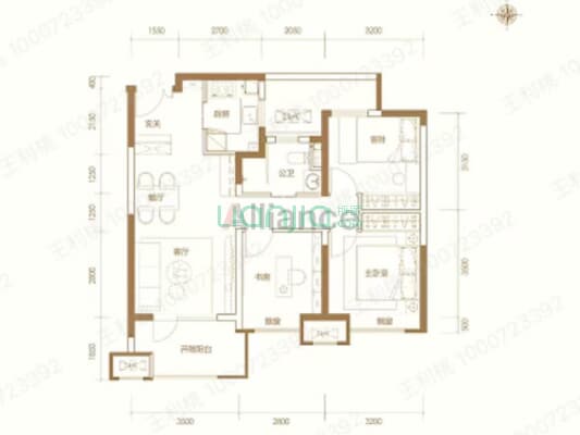 中冶未来城二期 3室1厅 南 北-户型图