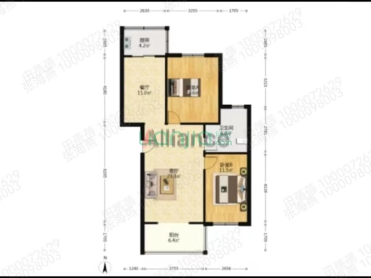 板楼天花板 中间楼层 采光好 视野好-户型图