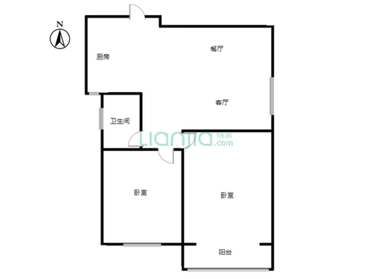 水岸花城 2室1厅 南-户型图