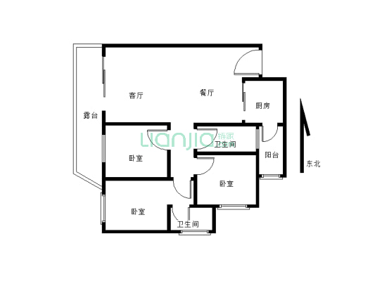 江语城 三室两厅 带小露台 精装修 楼层好 视野开阔-户型图