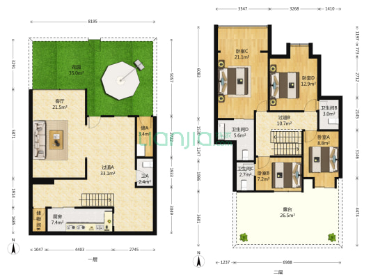 曦圆柳镇二期 4室1厅4卫 84平方