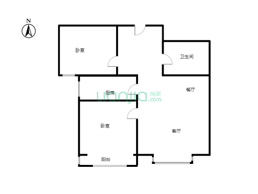 名流美域 2室2厅 南-户型图