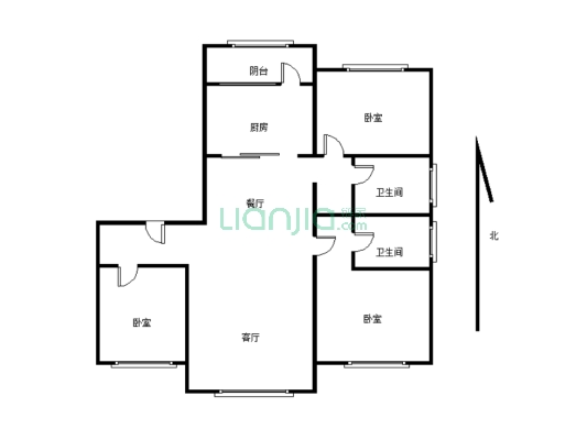 秦州区小高层 131平三室两卫 可按揭-户型图