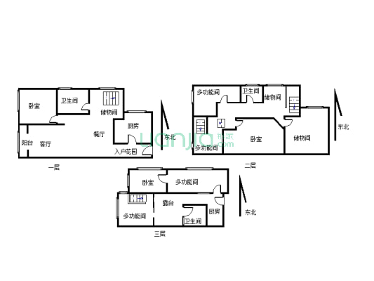 西区江景三连跃 装修一年多 精装五房三厅两厨三卫-户型图