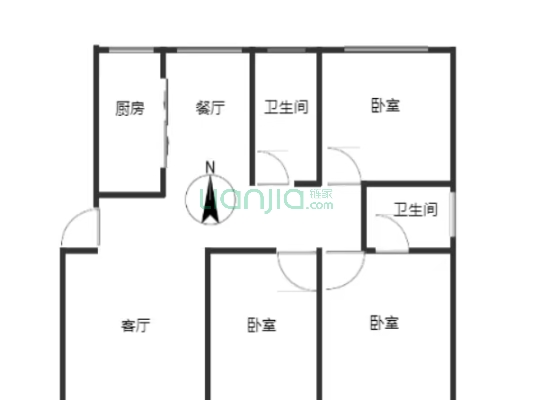 国富嘉园 3室2厅 南 北-户型图