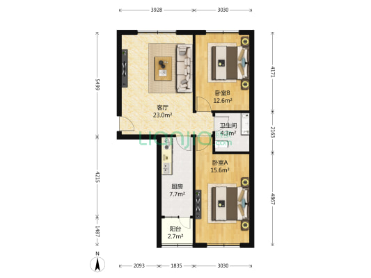 康隆苑 2室1厅1卫 84平方