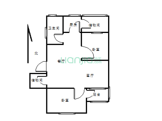 西苑小区94.38平简装2室4楼户型方正位置好-户型图