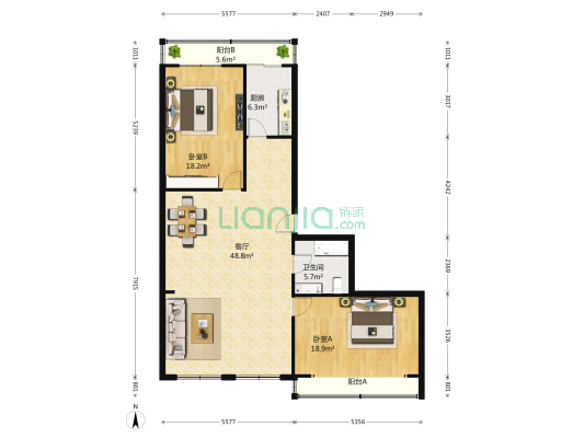 宁发阳光公寓 2室1厅1卫 159平方