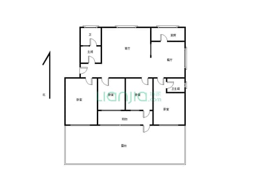 文明嘉苑精装修四室两厅两卫户型方正可以过户-户型图