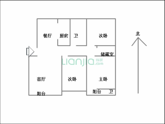 四中小区 大三居 落地窗通阳台 老证可贷款 业主诚意出-户型图