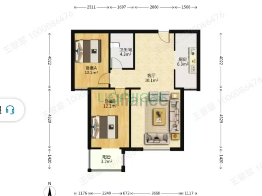 简单装修 别墅区的高层住宅 环境优美生活舒适安逸-户型图