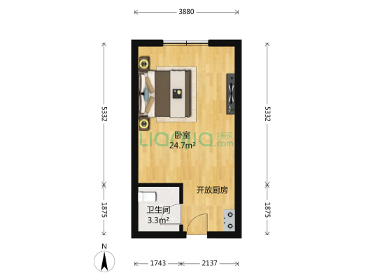 金色华庭 1室0厅1卫 37平方