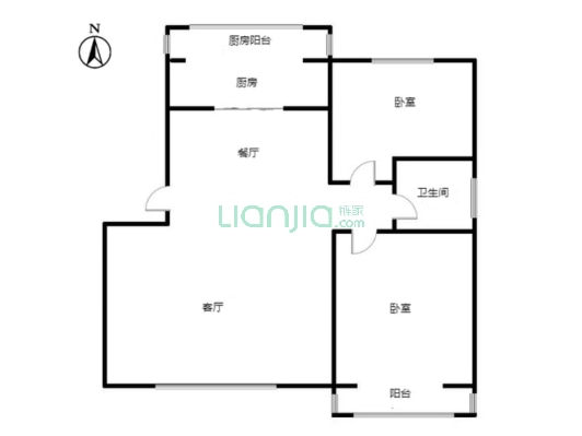 联合小区四号院 2室2厅 南 北-户型图