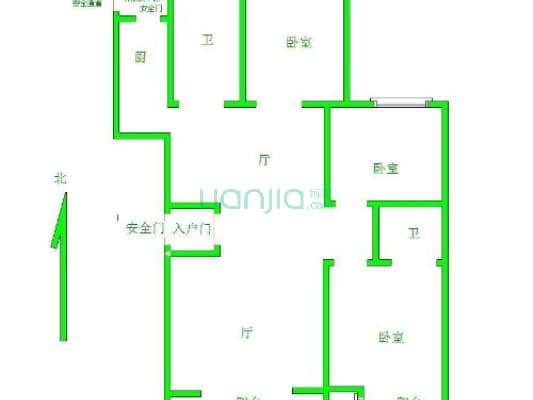 晨巍金地 3室2厅 南 北-户型图