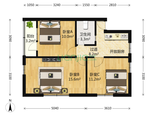 武夷大楼 3室0厅1卫 70平方