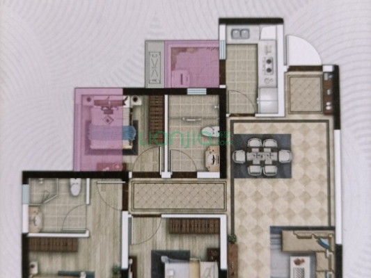 五香田园小区3室2厅2卫  跃层有平台-户型图