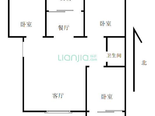 玫瑰嘉园 3室2厅 南 北-户型图