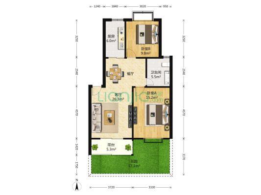 中星凉城西苑 2室1厅1卫 83平方