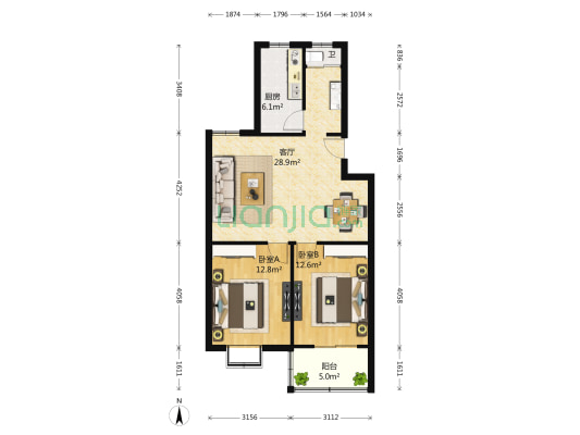南城美境 2室1厅1卫 84平方