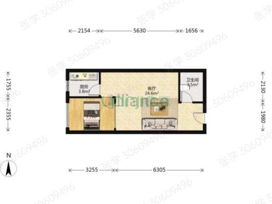 弘德缘，交通购物方便，南面就是宜佳旺-户型图