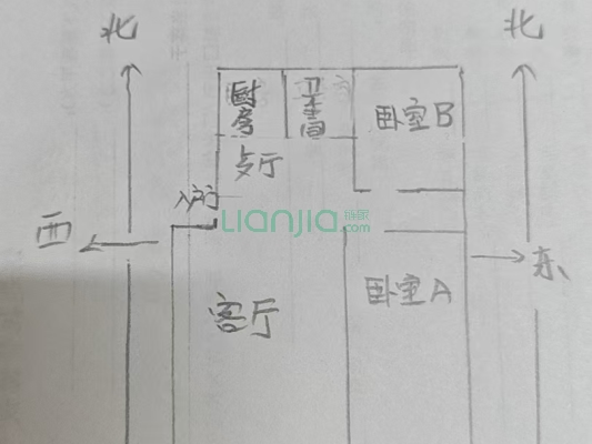东兴小区(涿州) 2室2厅 南 北-户型图