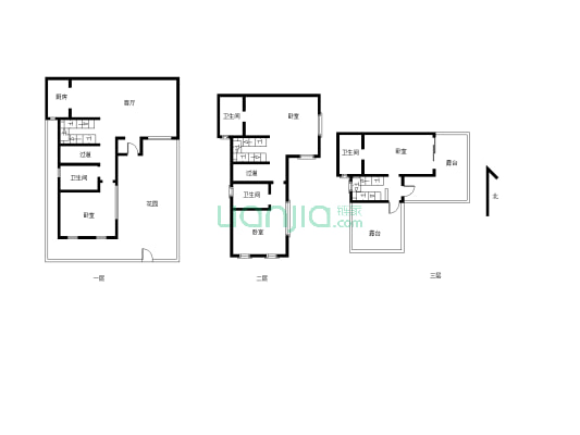 合院中户 3+2结构 带花园和双露台 双轻轨-户型图