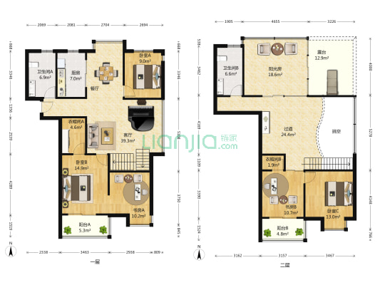 现代家园 5室1厅2卫 199平方