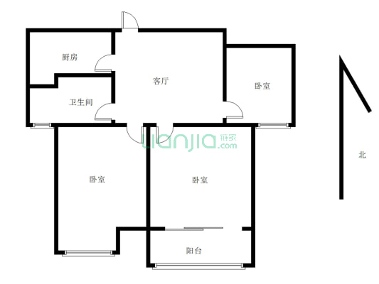 众悦华城 89平 两室做成小三室 家具家电齐全-户型图