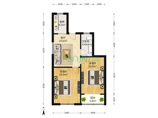 长江路780弄 2室1厅1卫 85平方