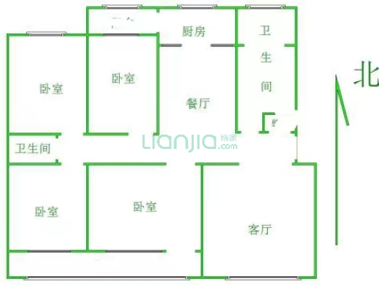 城市管理局宿舍 4室2厅 南 北-户型图